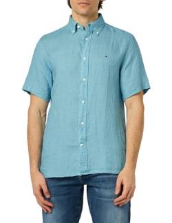 Tommy Hilfiger Herren Pigment Dyed Linen RF Shirt S/S MW0MW35207 Freizeithemden, Blau (Sleepy Blue), XXL von Tommy Hilfiger