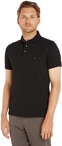 Tommy Hilfiger Herren Poloshirt Kurzarm 1985 Slim Slim Fit, Schwarz (Black), L von Tommy Hilfiger