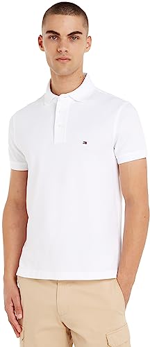 Tommy Hilfiger Herren Poloshirt Kurzarm 1985 Slim Slim Fit, Weiß (White), XS von Tommy Hilfiger