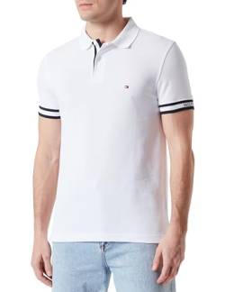 Tommy Hilfiger Herren Poloshirt Kurzarm Monotype Cuff Slim Fit, Weiß (White), XL von Tommy Hilfiger