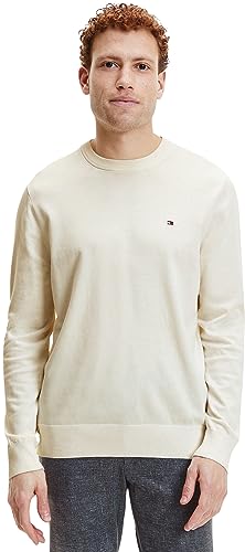 Tommy Hilfiger Herren Pullover Crew Neck Sweater Strickpullover, Weiß (Ivory), XL von Tommy Hilfiger