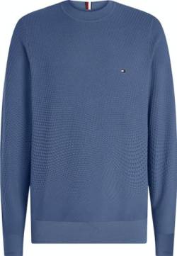 Tommy Hilfiger Herren Pullover Rectangular Structure Crew-Neck Strickpullover, Blau (Faded Indigo), S von Tommy Hilfiger