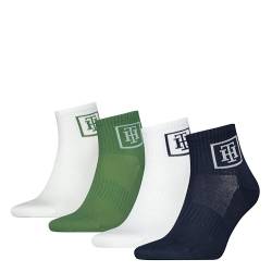 Tommy Hilfiger Herren Quarter Socken, Marineblau/Grün, 39/42 (4er Pack) von Tommy Hilfiger