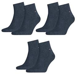 Tommy Hilfiger Herren Quarter Socken Business Sneaker Socken 6 Paar, Farbe:356 - jeans, Socken & Strümpfe:43-46 von Tommy Hilfiger