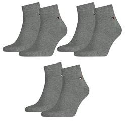 Tommy Hilfiger Herren Quarter Socken Business Sneaker Socken 6 Paar, Farbe:758 - middle grey mélange, Socken & Strümpfe:43-46 von Tommy Hilfiger