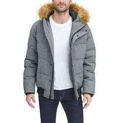 Tommy Hilfiger Herren Quilted Arctic Cloth Snap Front Snorkel Bomber Jacket Parka, grau meliert, X-Large Hoch von Tommy Hilfiger