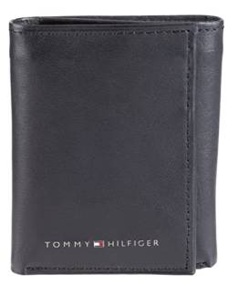 Tommy Hilfiger Herren RFID-Leder-Slim Trifold Geldbörse, Tiefschwarz, Einheitsgröße von Tommy Hilfiger