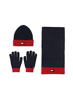 Tommy Hilfiger Herren Set, Schal und Handschuhen Mütze für kaltes Wetter, blau, Einheitsgröße von Tommy Hilfiger