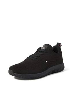 Tommy Hilfiger Herren Sneakers Corporate Knit Rib Runner, Schwarz (Black), 45 von Tommy Hilfiger