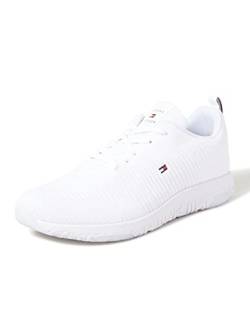 Tommy Hilfiger Herren Sneakers Corporate Knit Rib Runner, Weiß (White), 45 von Tommy Hilfiger