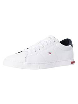 Tommy Hilfiger Herren Sneakers Essential Leather Detail Vulc, Weiß (White), 41 von Tommy Hilfiger