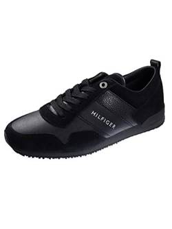 Tommy Hilfiger Herren Sneakers Iconic Leather Suede Mix Runner, Schwarz (Black), 44 von Tommy Hilfiger