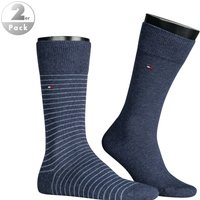 Tommy Hilfiger Herren Socken blau Baumwolle Gestreift von Tommy Hilfiger
