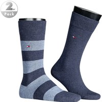 Tommy Hilfiger Herren Socken blau Baumwolle Gestreift von Tommy Hilfiger