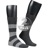 Tommy Hilfiger Herren Socken grau Baumwolle Gestreift von Tommy Hilfiger