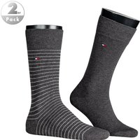 Tommy Hilfiger Herren Socken grau Baumwolle Gestreift von Tommy Hilfiger