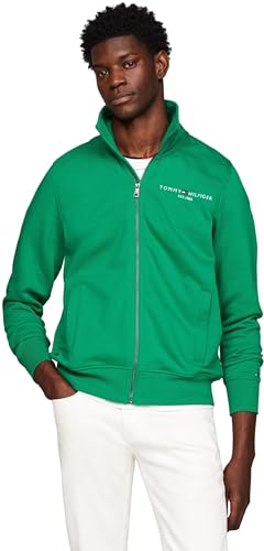 Tommy Hilfiger Herren Strickjacke Cardigan mit Reißverschluss Tommy Logo Zipper, Grün (Olympic Green), XL von Tommy Hilfiger