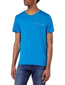 Tommy Hilfiger Herren T-Shirt Kurzarm Pop Color Rundhalsausschnitt, Blau (Shocking Blue), S von Tommy Hilfiger