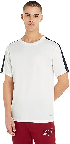 Tommy Hilfiger Herren T-Shirt Kurzarm Regular Fit, Weiß (Ecru), M von Tommy Hilfiger