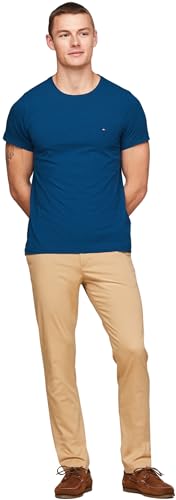 Tommy Hilfiger Herren T-Shirt Kurzarm Rundhalsausschnitt, Blau (Anchor Blue), XXL von Tommy Hilfiger