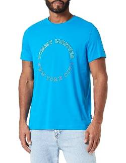 Tommy Hilfiger Herren T-Shirt Kurzarm Rundhalsausschnitt, Blau (Cerulean Aqua), M von Tommy Hilfiger