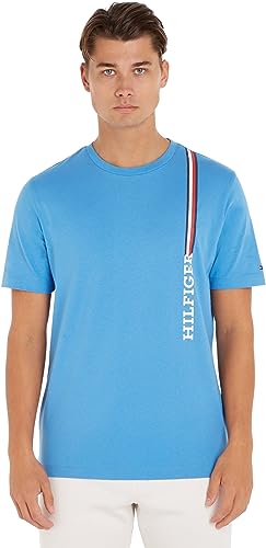 Tommy Hilfiger Herren T-Shirt Kurzarm Rundhalsausschnitt, Blau (Iconic Blue), XS von Tommy Hilfiger