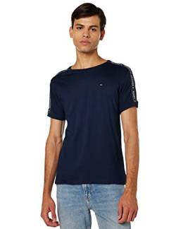 Tommy Hilfiger Herren T-Shirt Kurzarm Rundhalsausschnitt, Blau (Navy Blazer), M von Tommy Hilfiger