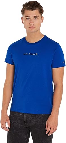 Tommy Hilfiger Herren T-Shirt Kurzarm Rundhalsausschnitt, Blau (Ultra Blue), S von Tommy Hilfiger