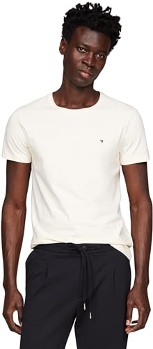 Tommy Hilfiger Herren T-Shirt Kurzarm Rundhalsausschnitt, Weiß (Calico), XS von Tommy Hilfiger