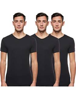 Tommy Hilfiger Herren T-Shirt Kurzarm V-Ausschnitt, Schwarz (Black), XXL von Tommy Hilfiger