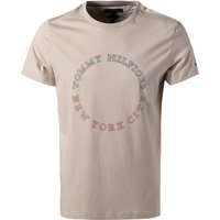 Tommy Hilfiger Herren T-Shirt beige Baumwolle Slim Fit von Tommy Hilfiger