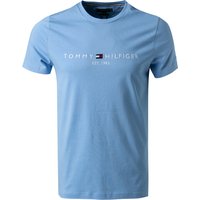 Tommy Hilfiger Herren T-Shirt blau Baumwolle Slim Fit von Tommy Hilfiger