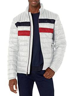 Tommy Hilfiger Herren Ultra Loft leichte verstaubare Pufferjacke (Standard und groß und hoch) Daunenalternative Mantel, Eisfarbener Block, 3XL von Tommy Hilfiger