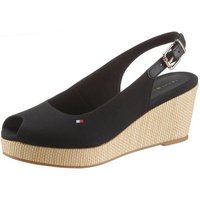 Tommy Hilfiger ICONIC ELBA SLING BACK WEDGE Sandalette, Sommerschuh, Sandale, Keilabsatz, mit Jutebesatz von Tommy Hilfiger