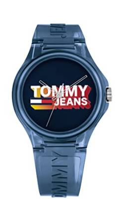 Tommy Hilfiger Jeans Analog Quarzuhr Unisex mit Marinblaues Silikonarmband - 1720028 von Tommy Hilfiger