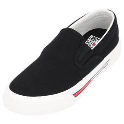 Tommy Hilfiger Jeans Slip on Damen - Sneaker & Sportschuhe für Frauen - Flache Slipper - Basic Schlupfschuhe - Elegante Stoffschuhe Sommer - Bequeme Espadrilles Black GR38 von Tommy Hilfiger