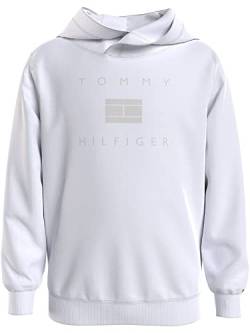 Tommy Hilfiger Jungen Pullover Sweatshirt Kapuze TH Logo Hoodie 8 Jahre Weiß von Tommy Hilfiger