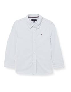 Tommy Hilfiger Jungen Stretch Pique Shirt L/S Hemden mit Lockerem Schnitt, Bewölkt, 80 cm von Tommy Hilfiger
