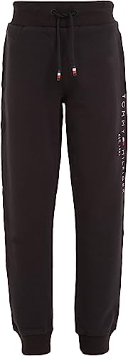 Tommy Hilfiger Kinder Unisex Jogginghose Essential Sweatpants Bio-Baumwolle, Schwarz (Black), 12 Jahre von Tommy Hilfiger