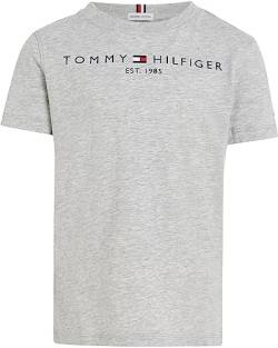 Tommy Hilfiger Kinder Unisex T-Shirt Kurzarm Essential Tee Rundhalsausschnitt, Grau (Light Grey Heather), 4 Jahre von Tommy Hilfiger