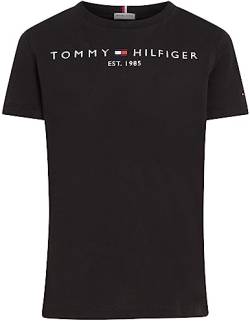 Tommy Hilfiger Kinder Unisex T-Shirt Kurzarm Essential Tee Rundhalsausschnitt, Schwarz (Black), 12 Jahre von Tommy Hilfiger
