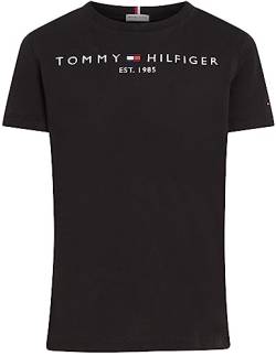 Tommy Hilfiger Kinder Unisex T-Shirt Kurzarm Essential Tee Rundhalsausschnitt, Schwarz (Black), 8 Jahre von Tommy Hilfiger