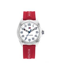 Tommy Hilfiger Kinderuhr Rot, Weiß und Silber Analog 1720021, streifen von Tommy Hilfiger