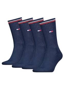 Tommy Hilfiger Lifestyle Crew Socken/lange Tennissocken für Damen & Herren 4-er Pack, Farbe:Dark Navy, Socken & Strümpfe:43-46 von Tommy Hilfiger