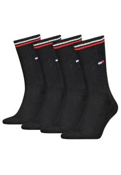 Tommy Hilfiger Lifestyle Crew Socken/lange Tennissocken für Damen & Herren 4-er Pack, Farbe:Schwarz, Socken & Strümpfe:35-38 von Tommy Hilfiger