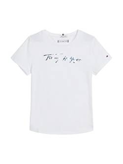 Tommy Hilfiger Mädchen Script Print Tee S/S T-Shirts, weiß, 10 Jahre von Tommy Hilfiger