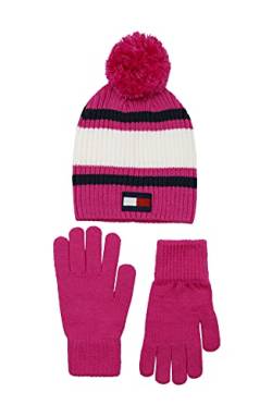Tommy Hilfiger Mädchen Set Handschuhen Mütze für kaltes Wetter, Pink, Einheitsgröße von Tommy Hilfiger