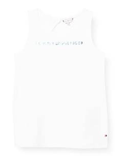 Tommy Hilfiger Mädchen Tommy Logo Tanktop S/S T-Shirt, White, 80 cm von Tommy Hilfiger