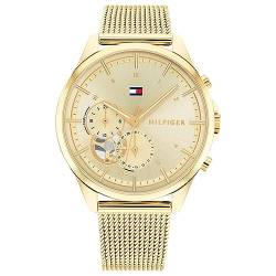 Tommy Hilfiger Multi Zifferblatt Quarz Uhr für Damen mit Gelbgoldfarbenes Edelstahl-Mesh-Gliederarmband - 1782417 von Tommy Hilfiger