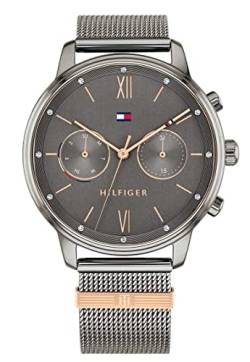 Tommy Hilfiger Multi Zifferblatt Quarz Uhr für Damen mit Graues Edelstahl-Mesh-Gliederarmband - 1782304 von Tommy Hilfiger